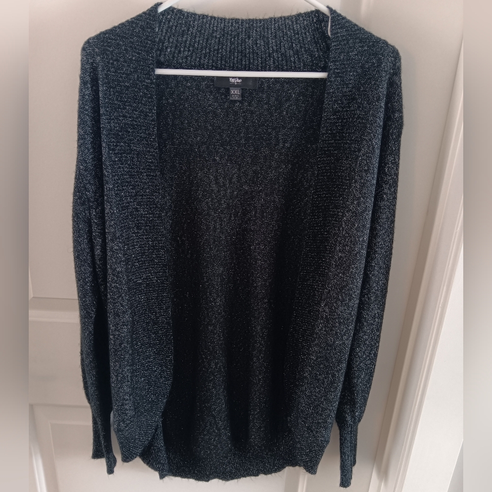 Mossimo Target Brand Women's XXL Sparkly Black Open Front Sweater